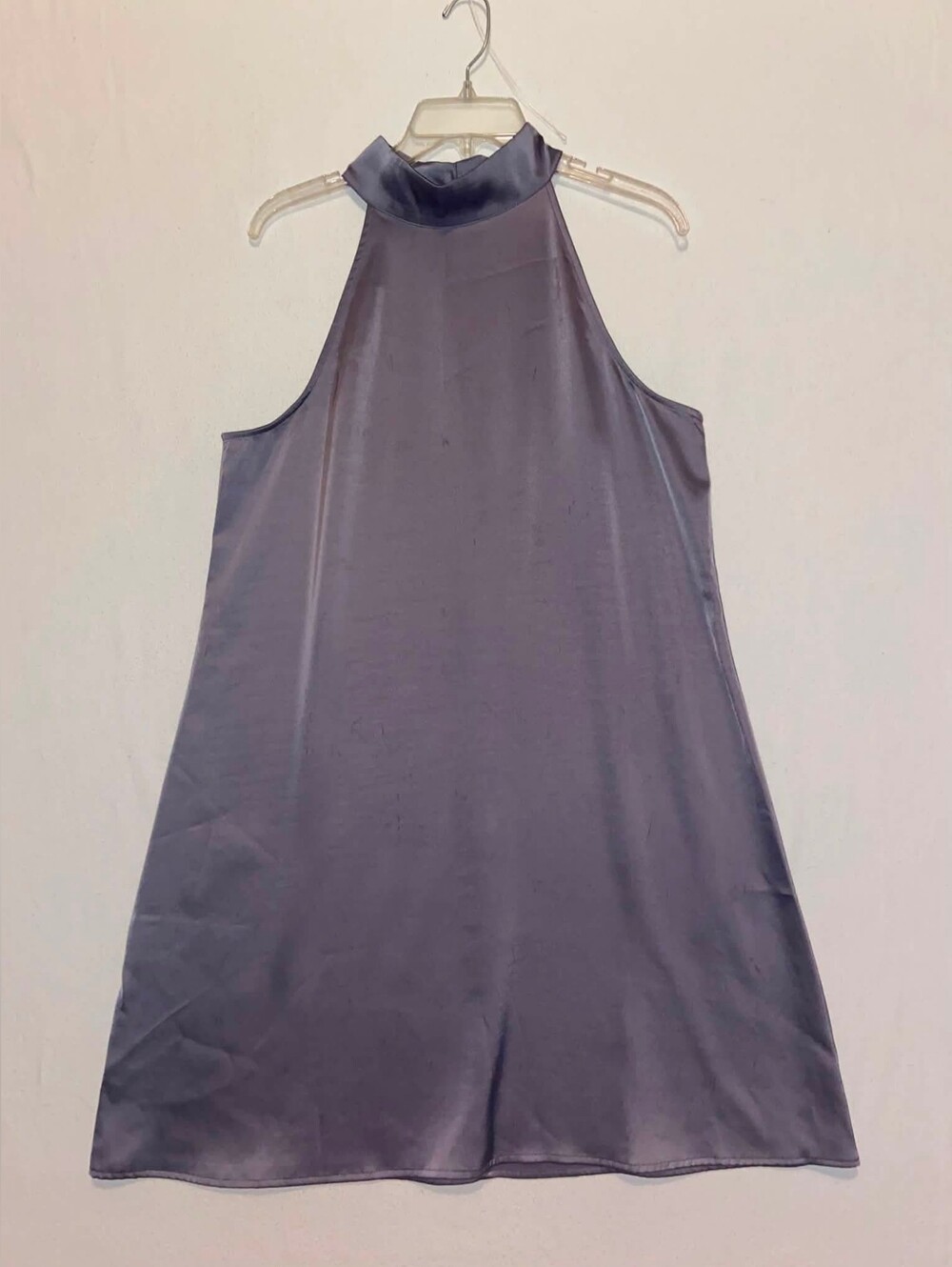 Banana Republic Satin Halter Neck Swing Dress in Charcoal Gray
